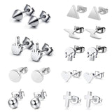 9 Pairs Skull Spike Ear Studs Earrings For Men Women