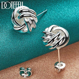 925 Silver Knot Twist Stud Earrings Wedding Engagement Charm Jewelry