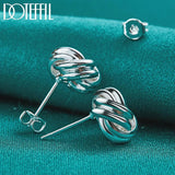925 Silver Knot Twist Stud Earrings Wedding Engagement Charm Jewelry