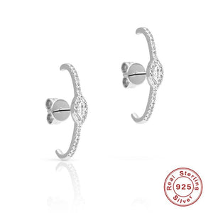 925 Silver Earrings Crystal CZ Hook Stud Fine Jewelry Zircon Pendientes