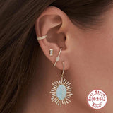 925 Silver Earrings Crystal CZ Hook Stud Fine Jewelry Zircon Pendientes