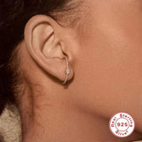 925 Silver Earrings Crystal CZ Hook Stud Fine Jewelry Zircon Pendientes