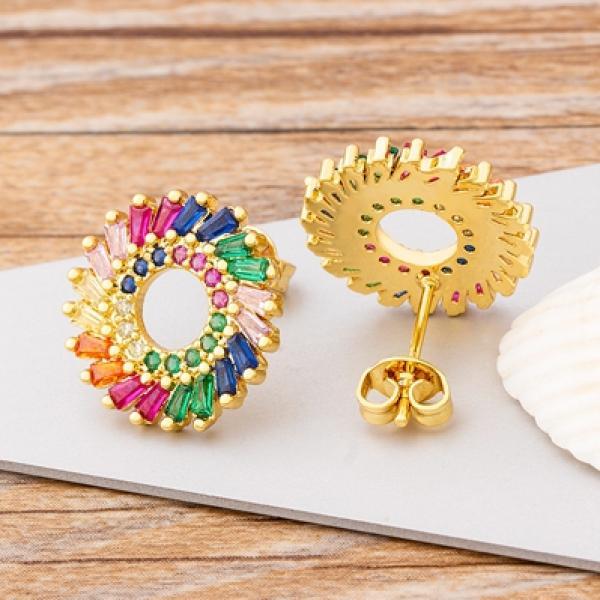 Geometric Rhinestone Stud Earrings for Women Wedding Party Jewelry