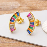 Geometric Rhinestone Stud Earrings for Women Wedding Party Jewelry