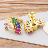 Geometric Rhinestone Stud Earrings for Women Wedding Party Jewelry