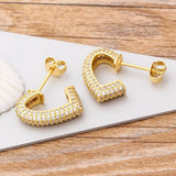 Geometric Rhinestone Stud Earrings for Women Wedding Party Jewelry
