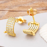 Geometric Rhinestone Stud Earrings for Women Wedding Party Jewelry