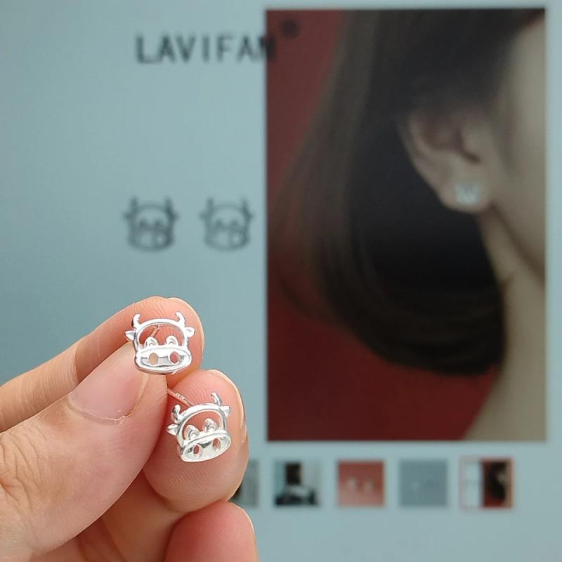 925 Silver Zodiac OX Cow Stud Earrings For Girl