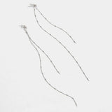 925 Silver French Style Tassel Zircon Earrings