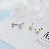 TrustDavis 925 Sterling Silver Flower CZ Stud Earring Women Wedding Jewelry