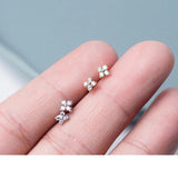 TrustDavis 925 Sterling Silver Flower CZ Stud Earring Women Wedding Jewelry
