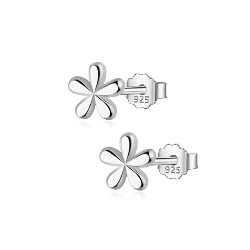 TrustDavis Mini Flower Charm Stud Earrings 925 Sterling Silver