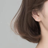 TrustDavis Mini Flower Charm Stud Earrings 925 Sterling Silver