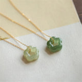 Hetian Jade Plum Blossom Pendant Necklace 925 Sterling Silver Electroplated