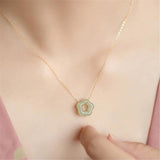 Hetian Jade Plum Blossom Pendant Necklace 925 Sterling Silver Electroplated
