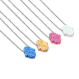 925 Silver Opal Hamsa Hand Choker Pendant KLTN015