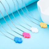 925 Silver Opal Hamsa Hand Choker Pendant KLTN015