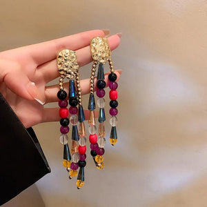Vintage Baroque Tassel Drop Earrings French Red Fairy Earrings