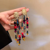 Vintage Baroque Tassel Drop Earrings French Red Fairy Earrings