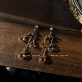 Vintage Baroque Tassel Drop Earrings French Red Fairy Earrings
