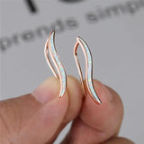 Fire Opal Earrings Geometric Studs Vintage Rose Silver