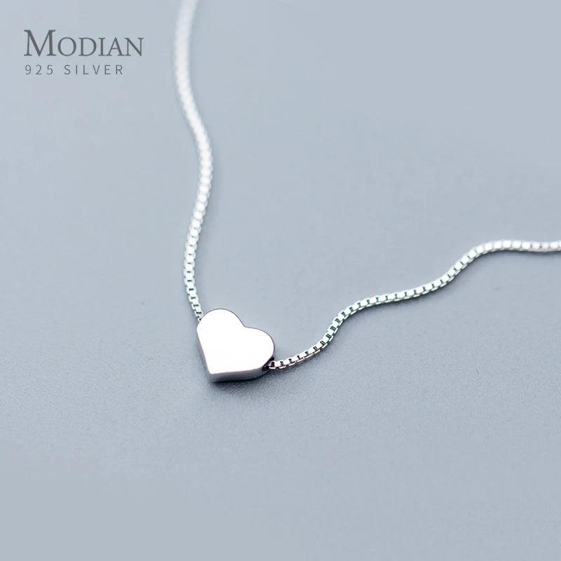 Minimalist Sterling Silver 925 Hearts Pendant Necklace for Women