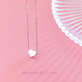 Minimalist Sterling Silver 925 Hearts Pendant Necklace for Women