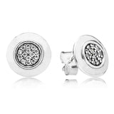 925 Silver Earring Sparkling Love Heart Two-tone Earring