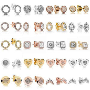 925 Silver Earring Sparkling Love Heart Two-tone Earring