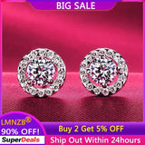 Tibetan Silver CZ Zircon Double Stud Earrings Wedding Jewelry Gift