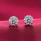 Tibetan Silver CZ Zircon Double Stud Earrings Wedding Jewelry Gift