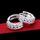 Tibetan Silver CZ Zircon Double Stud Earrings Wedding Jewelry Gift