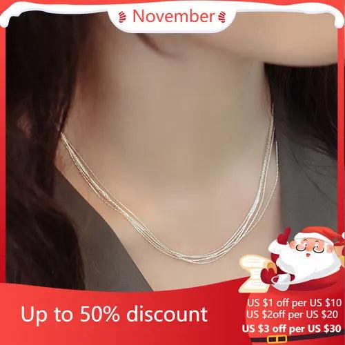 925 Silver Multilayer Chain Necklaces & Pendants
