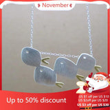 925 Silver Fish Necklace Pendant Women Gift