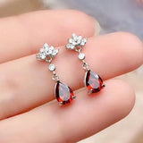 Vintage Hoop Earrings Red Stone Silver 925 Earrings For Women
