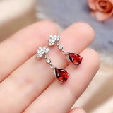 Vintage Hoop Earrings Red Stone Silver 925 Earrings For Women