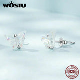 Colorful Butterfly Stud Earrings - 925 Silver Resin Ear Studs