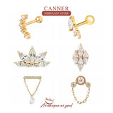 Crystal 925 Silver Stud Earring Cartilage Piercing Huggie Wedding
