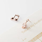 925 Silver Zircon Music Note Clef Stud Earrings for Women