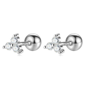 925 Silver CZ Triangle Stud Earrings Women Wedding Jewelry