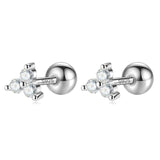 925 Silver CZ Triangle Stud Earrings Women Wedding Jewelry