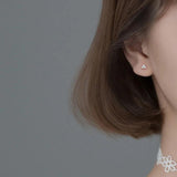 925 Silver CZ Triangle Stud Earrings Women Wedding Jewelry