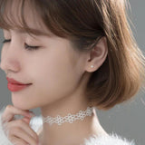 925 Silver CZ Triangle Stud Earrings Women Wedding Jewelry