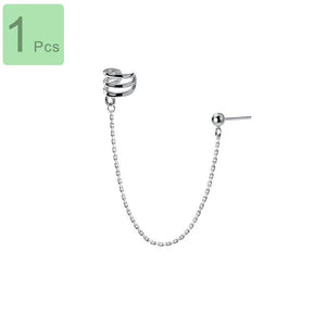 925 Sterling Silver Beads Chain Clip Stud Earrings Wedding Party Jewelry