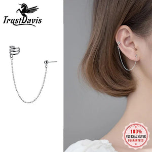 925 Sterling Silver Beads Chain Clip Stud Earrings Wedding Party Jewelry