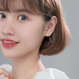 925 Sterling Silver Beads Chain Clip Stud Earrings Wedding Party Jewelry