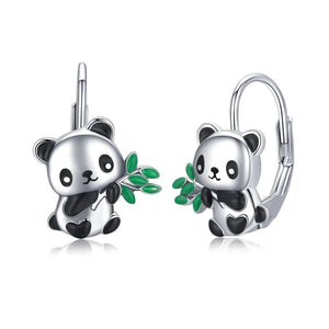 Panda Bamboo Enamel Earrings U Drop Earring for Christmas Birthday Gift