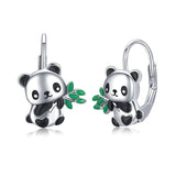 Panda Bamboo Enamel Earrings U Drop Earring for Christmas Birthday Gift