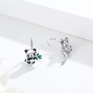 Panda Bamboo Enamel Earrings U Drop Earring for Christmas Birthday Gift