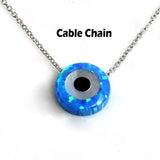925 Silver Opal Hamsa Evil Eye Charm Necklace